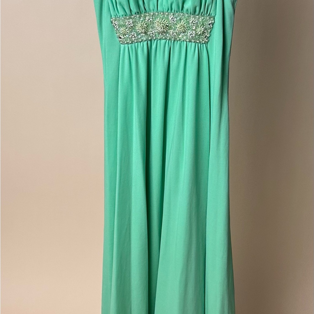 Elegant Green/Mint Jack Bryan VINTAGE 1960’s Maxi Dress with Embellished Waist
